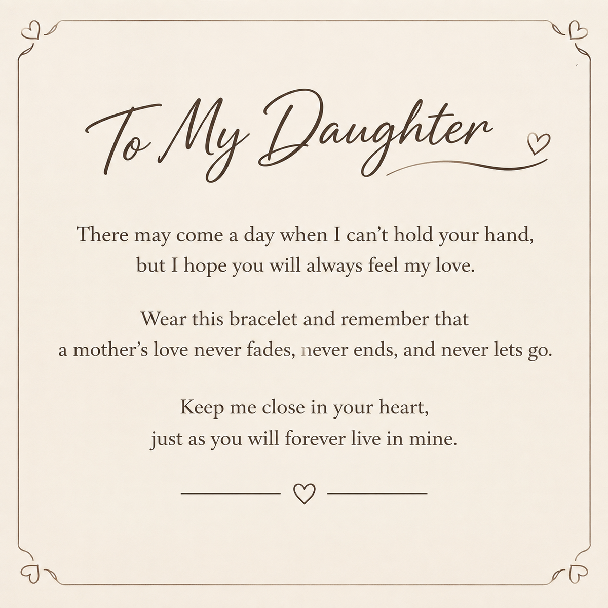 To My Daughter- Keep Me In Your Heart Infinity Bracelet