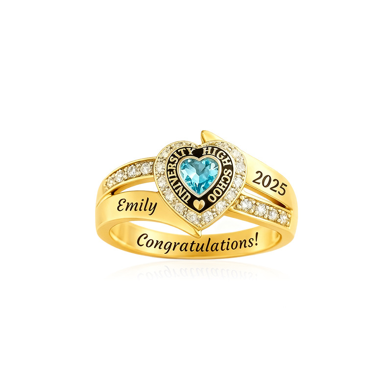 Custom Engraved Birthstone Graduation Ring - Gifts for Graduates