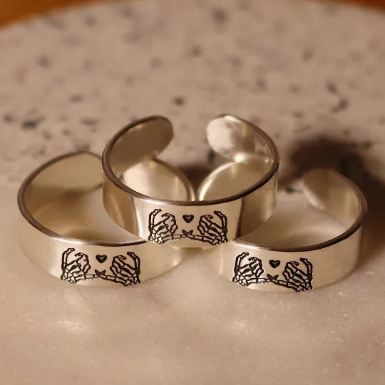 FOR FRIEND - RIDE OR DIE SKELETON PINKY PROMISE RING