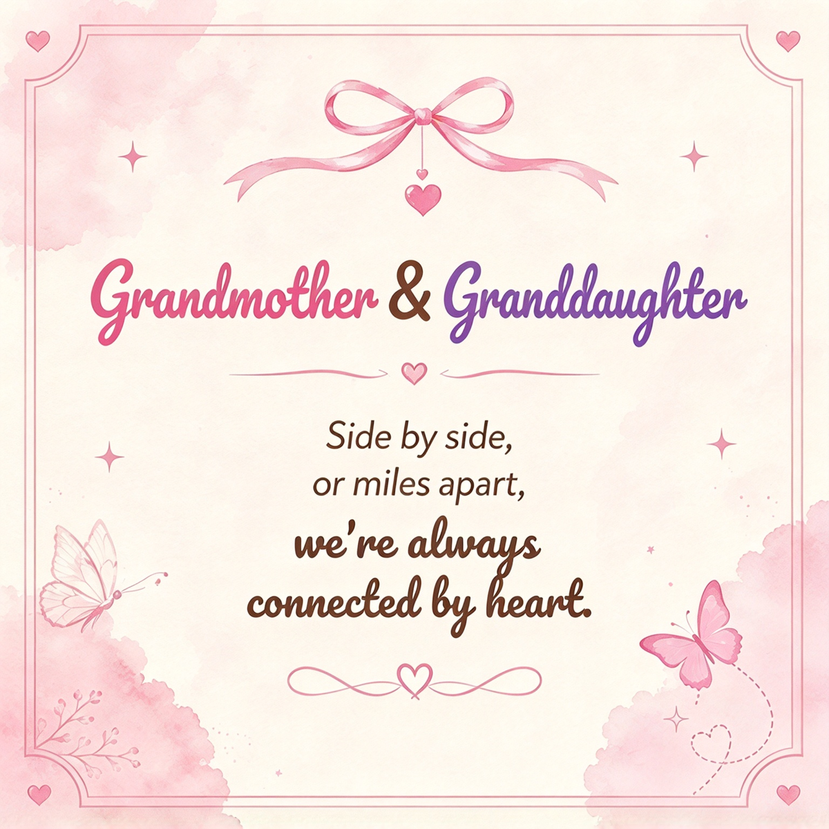 Grandmother&Granddaughter Double Birthstones Bow Ring