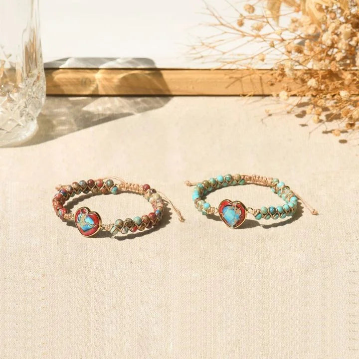 šJasper Heart Braceletļ¼To My Granddaughter Love You Forever ļ¼