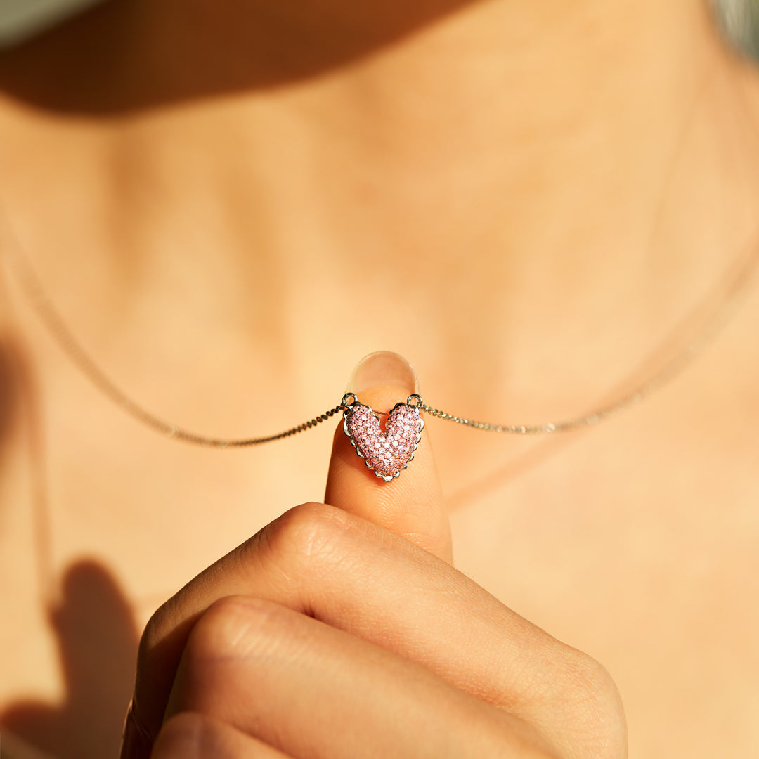 It Takes A Village Packed Pavé Heart Necklace