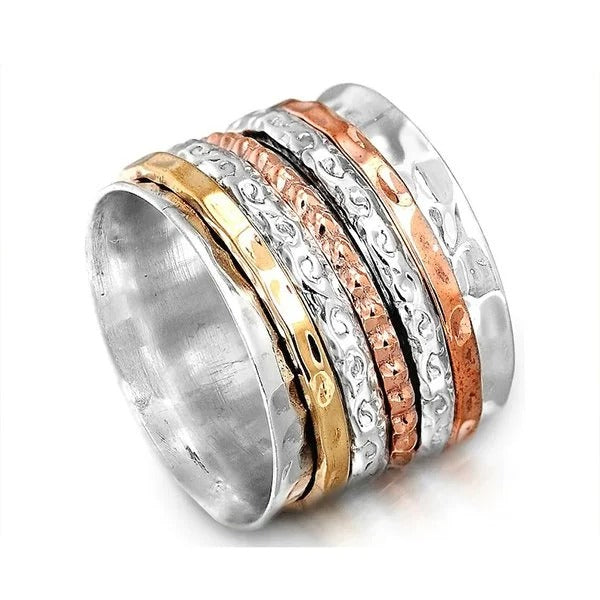 Bohemian Meditation Wide Band Spinner Ring