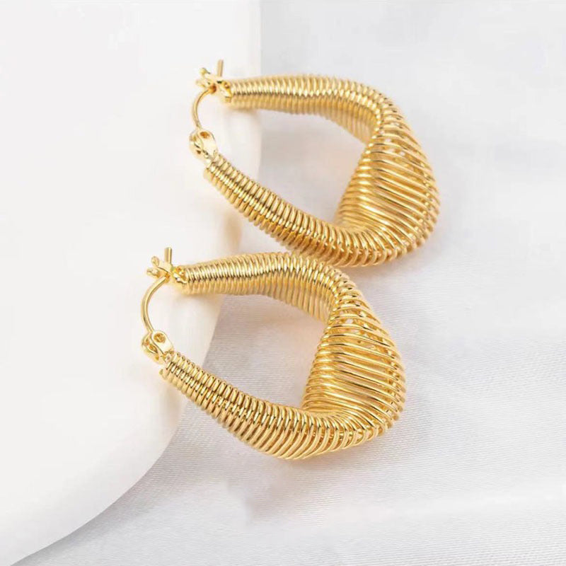 Golden French Style Wavy Earrings