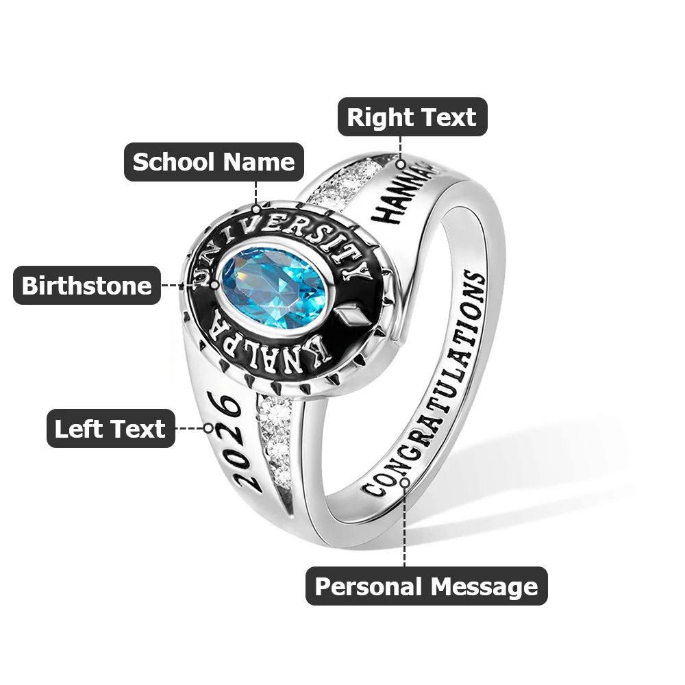 Custom Engraved Birthstone Graduation Ring Gifts for Graduates
