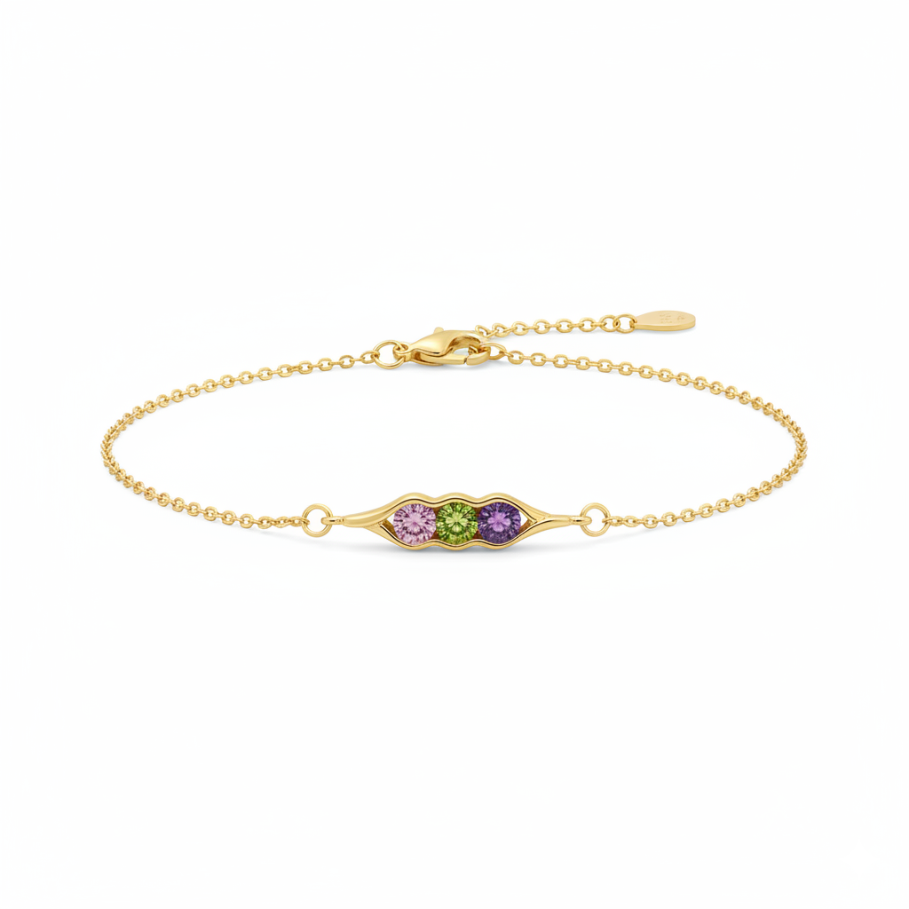 For Friend- We're Peas in a pod Birthstone Bracelet