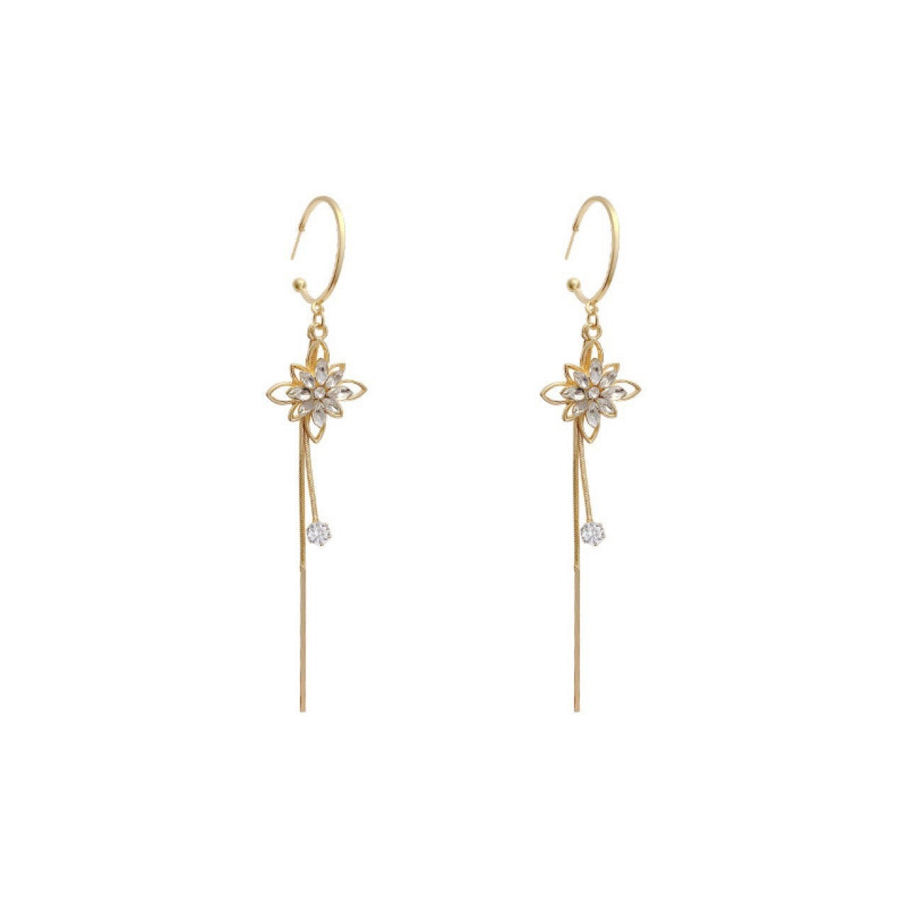 Hot Sale🎁Shiny Lotus Tassel Earrings