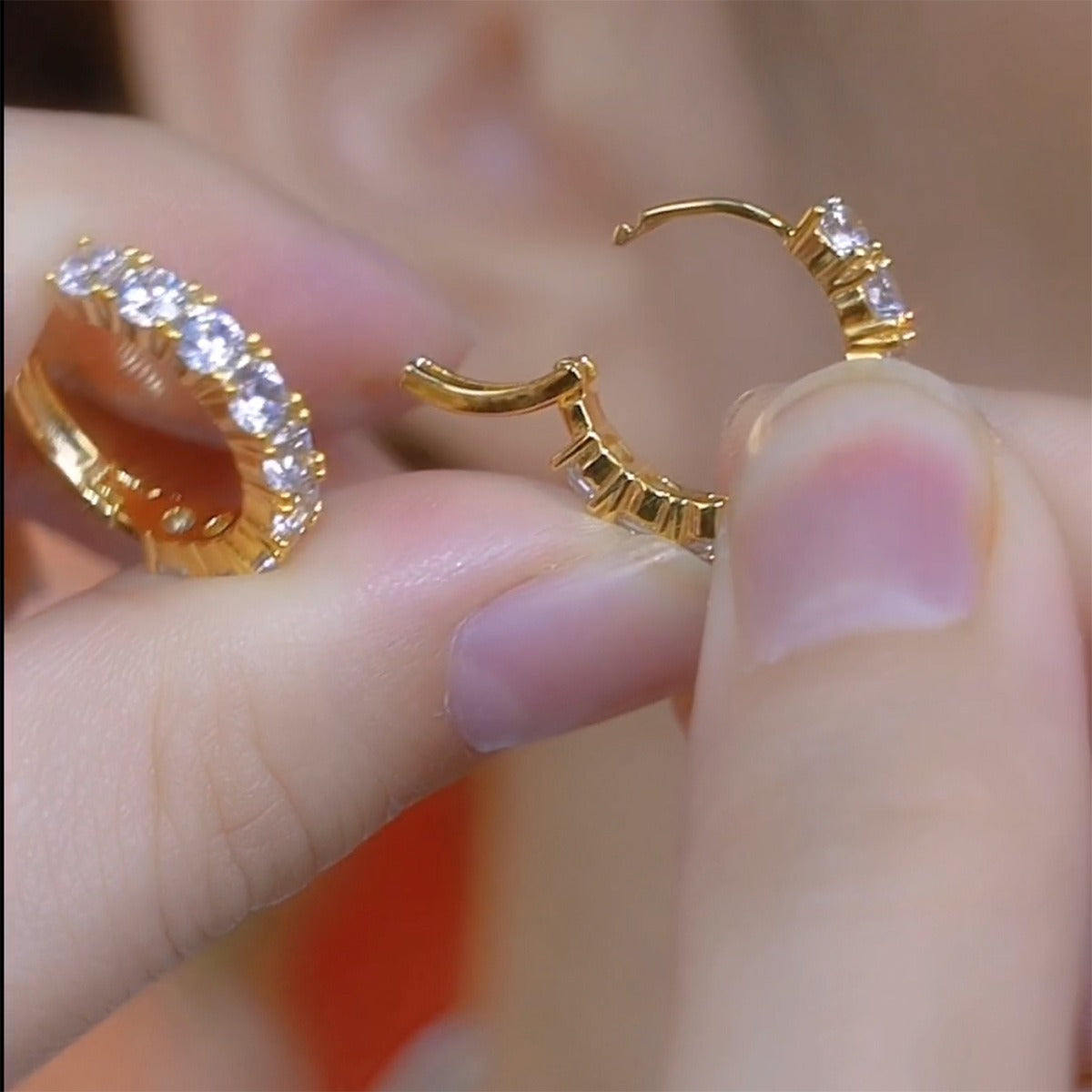 14K Gold-Plated Elegant Zircon Diamond Hoop Earrings