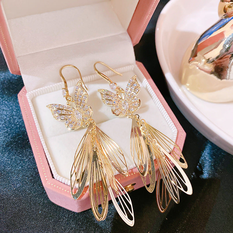 🔥Summer Hot Sale🌊 Butterfly Wing Tassel Earrings