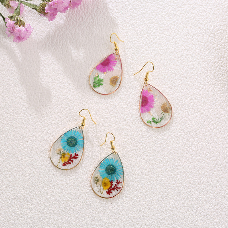 Water Drop Daisy Flower Earrings
