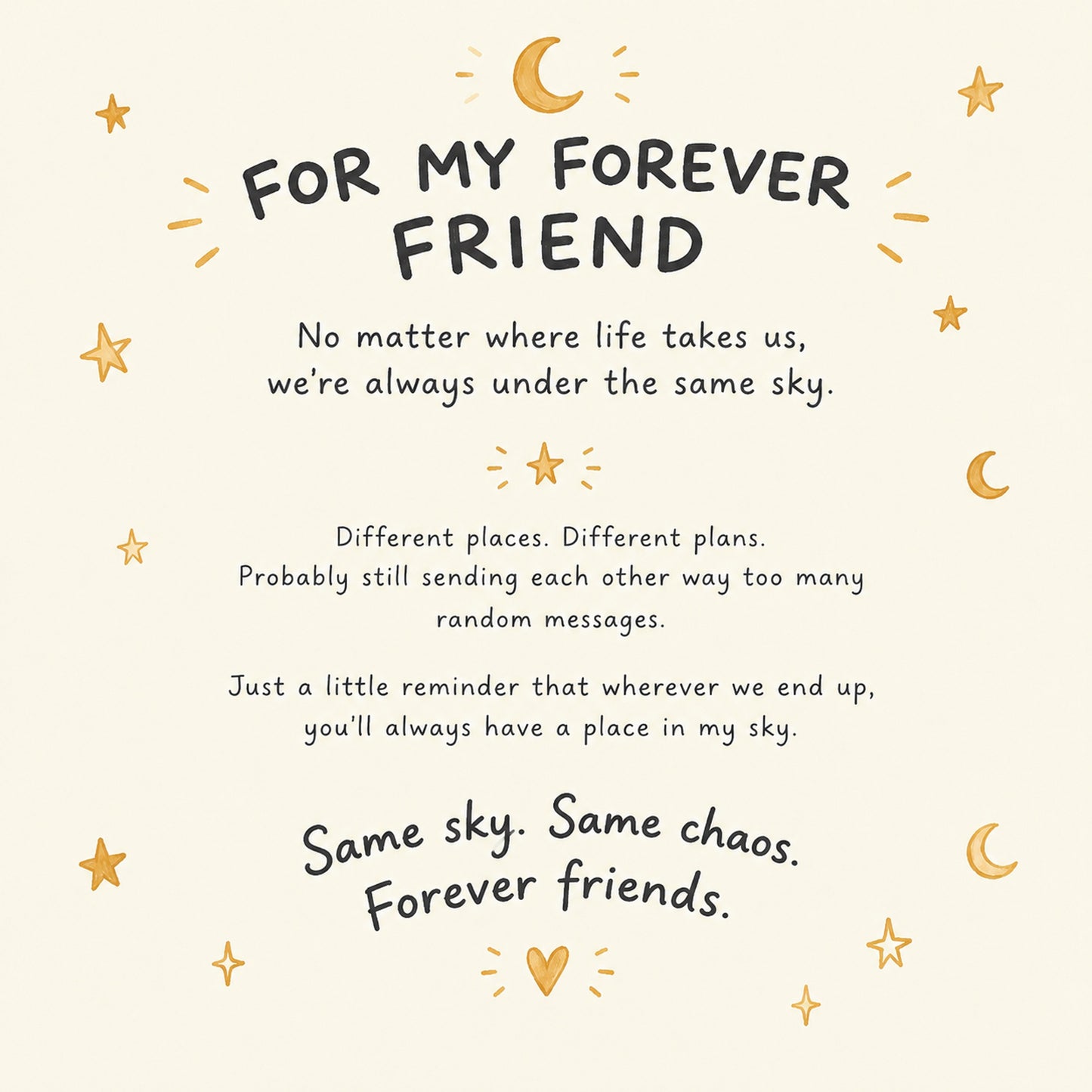For Friend – Same Sky Forever Friend Gold Open Cuff Bracelet