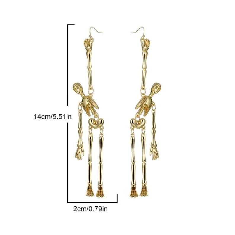 Movable Skeleton Bone Dangle Earrings, Squelette Earrings, Halloween Earrings