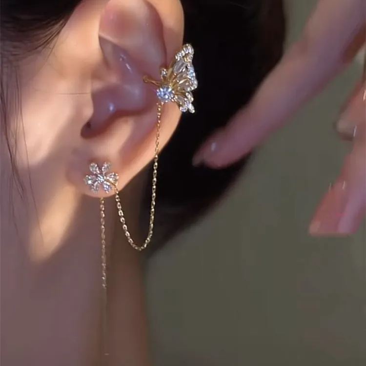 đ¸Flower Butterfly Tassel Style Zircon Earrings