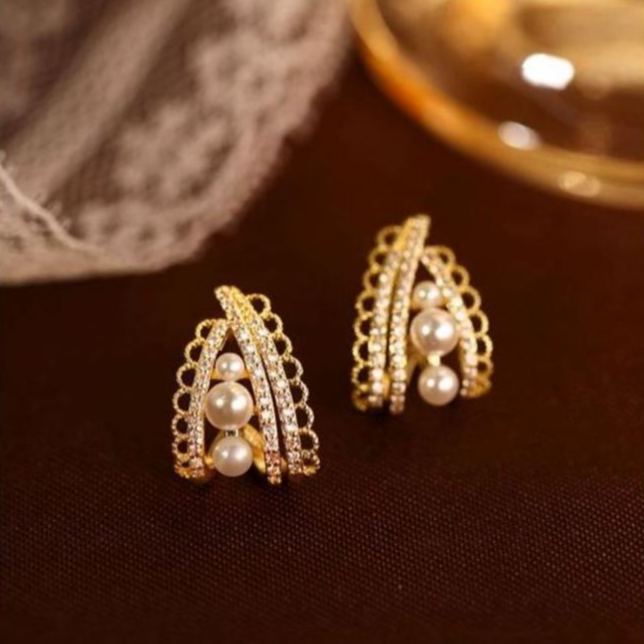 šøVintage Pearl Zircon Lace Earrings