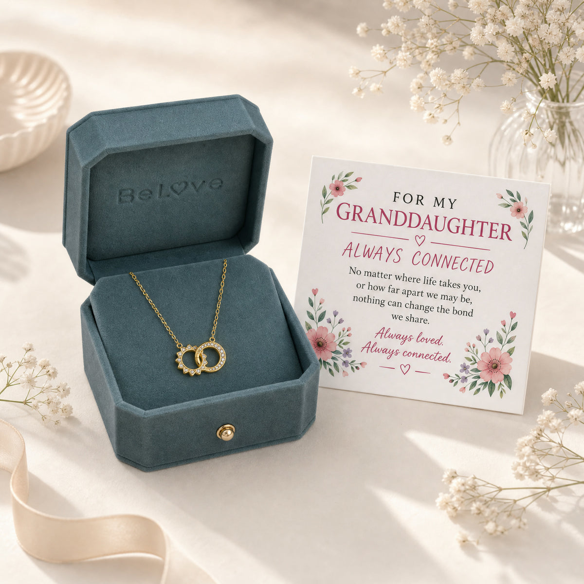 For My Granddaughter - Always Connected Sun & Moon Interlocking Necklace