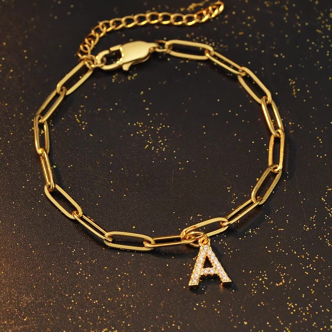 Minimalist Personalized Diamond Letter Bracelet