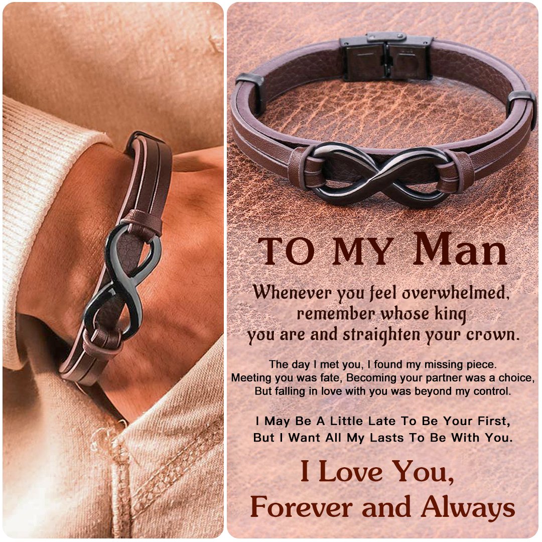 For Love - To My Man Infinity Leather Bracelet