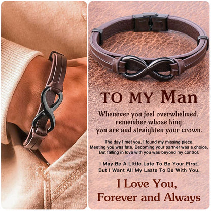 For Love - To My Man Infinity Leather Bracelet