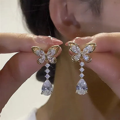 🔥Summer Hot Sale🌊	 Crystal Butterfly Earrings