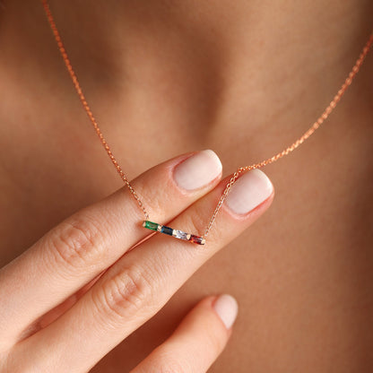 For Friend- Custom Baguette Birthstone Necklace