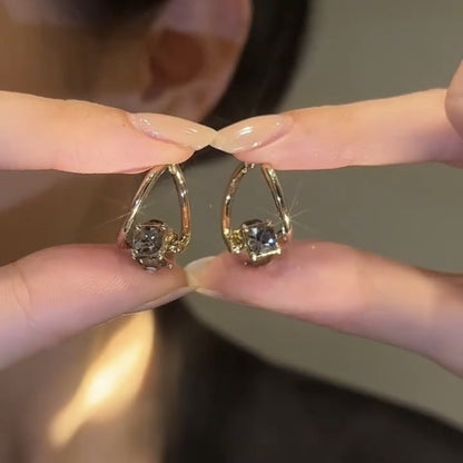 🌸French Style Minimalist Rotatable Zircon Earrings