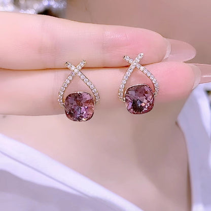 🌸Cross Purple Zircon Earrings