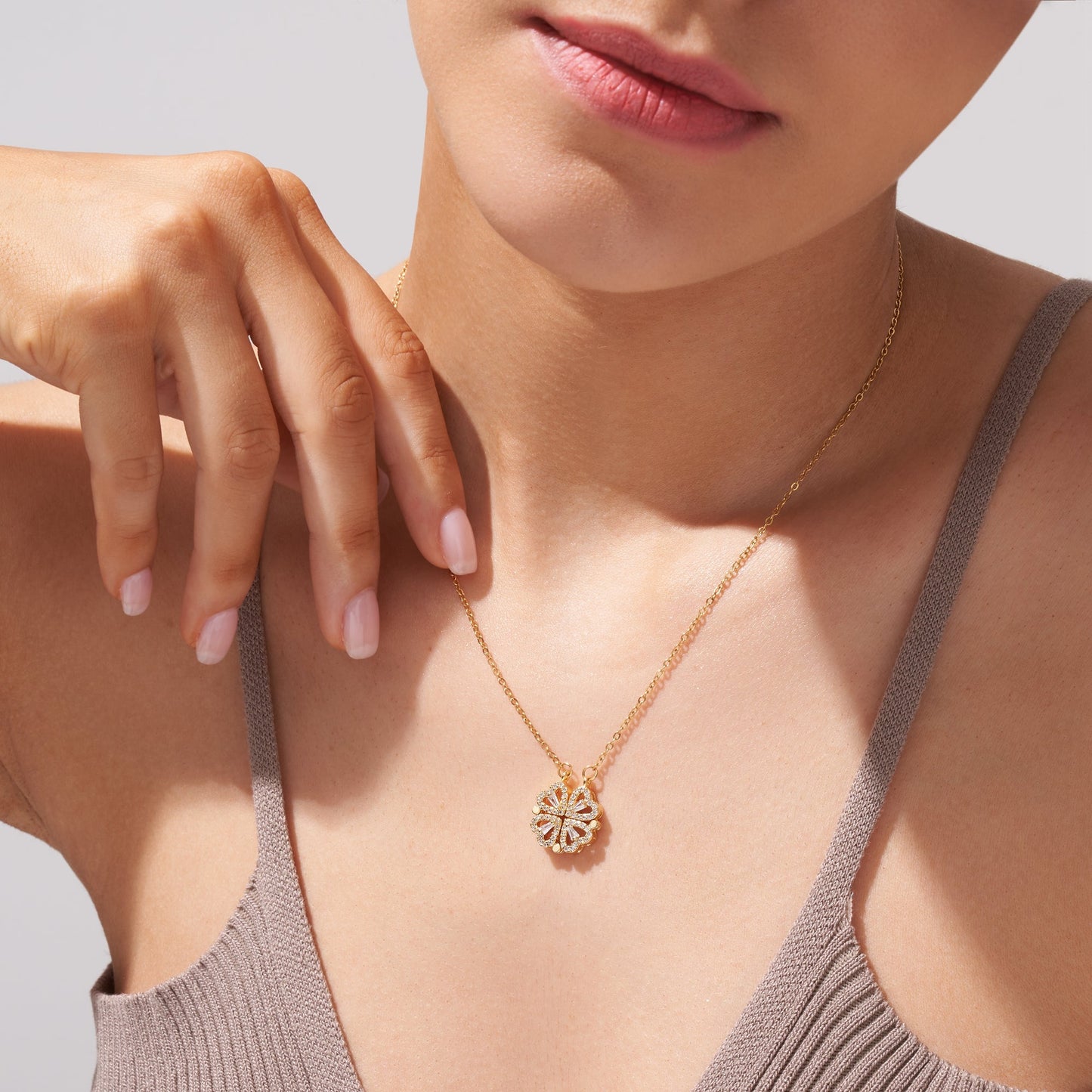 Lucky Four Leaf Clover Heart Necklace