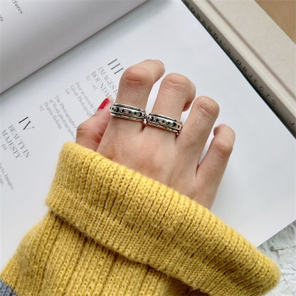 925 Sterling Silver Moon & Stars Spinning Anxiety Ring