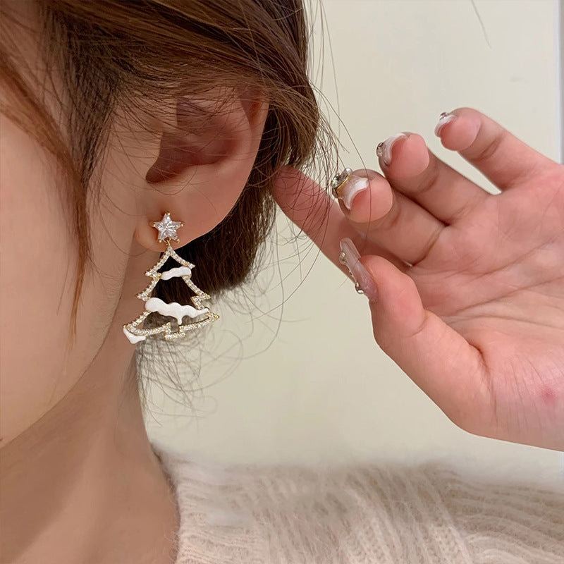 Hot Sale🎁White Snow Christmas Tree Earrings