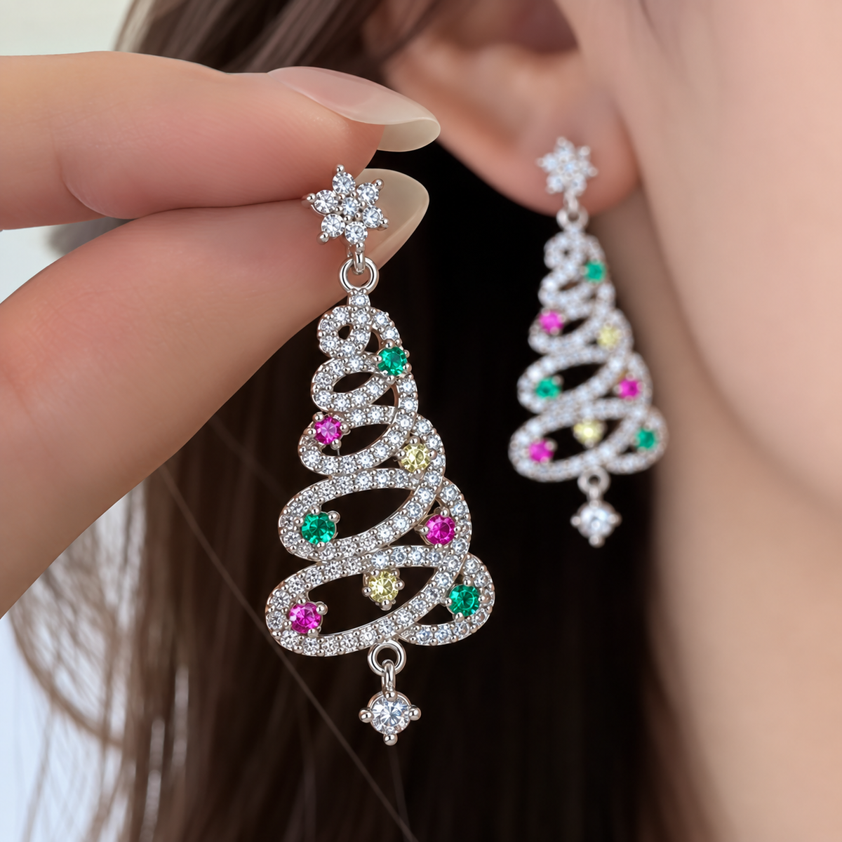 Shiny Christmas Tree Earrings