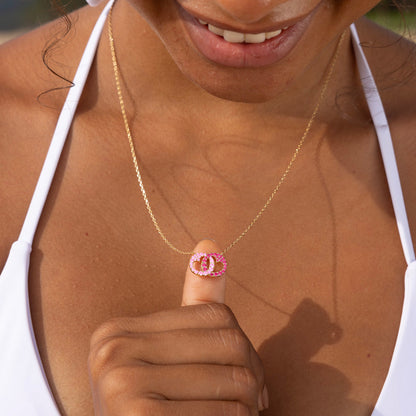Best B♥tches Linking Hearts Circle Birthstone Necklace
