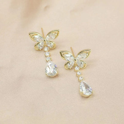 🔥Summer Hot Sale🌊	 Crystal Butterfly Earrings