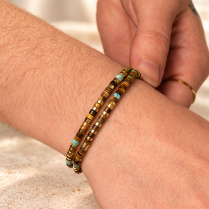 Fuck This Double Layer Morse Code Bracelet with African Turquoise Tiger eye