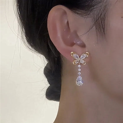 🔥Summer Hot Sale🌊	 Crystal Butterfly Earrings