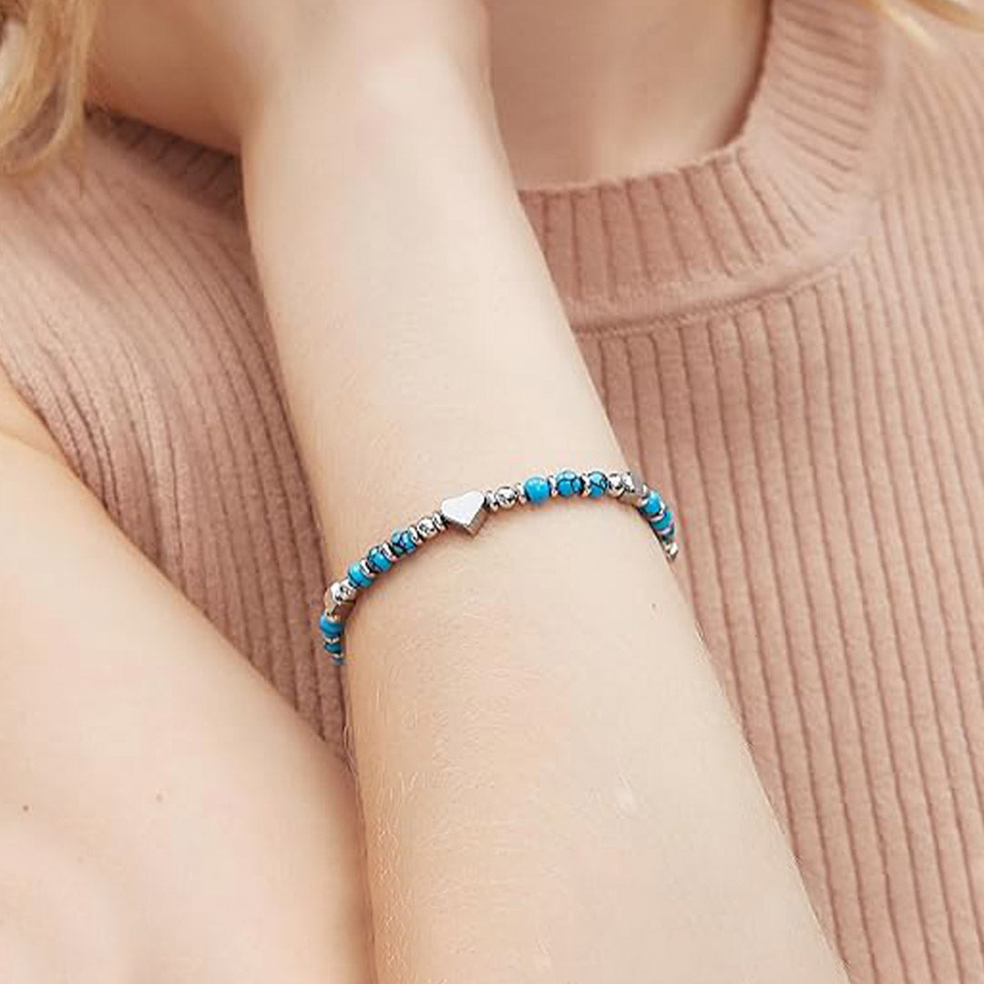 To My Granddaughter-Turquoise Heart Bracelet