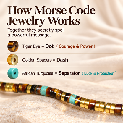 Fuck This Double Layer Morse Code Bracelet with African Turquoise Tiger eye
