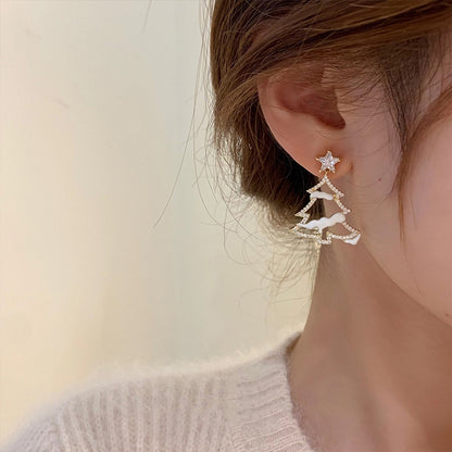 Hot Sale🎁White Snow Christmas Tree Earrings