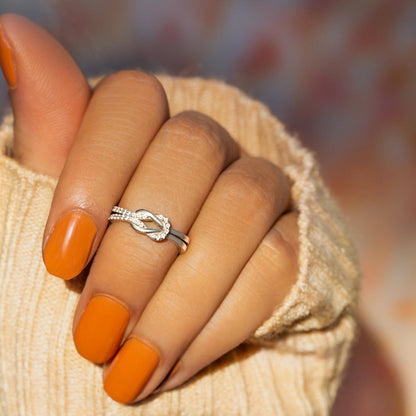 Grandmother & Granddaughter Square Knot Ring S925
