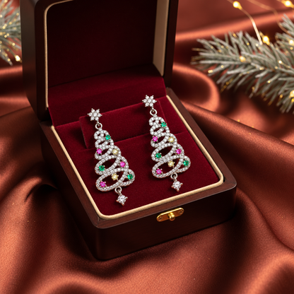 Shiny Christmas Tree Earrings