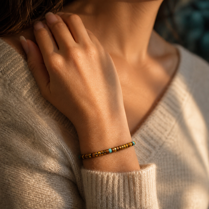 'I Fucking Love You' Morse Code Bracelet with African Turquoise Tiger eye