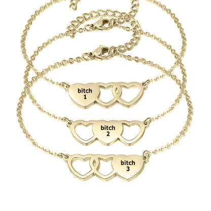 For Friend -You're My Favorite Bitch Heart Set Bracelet