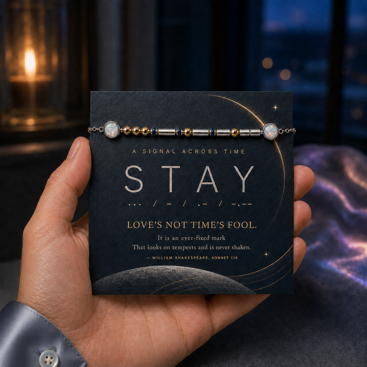 STAY | Starlight Signal Opal Morse Code Bracelet