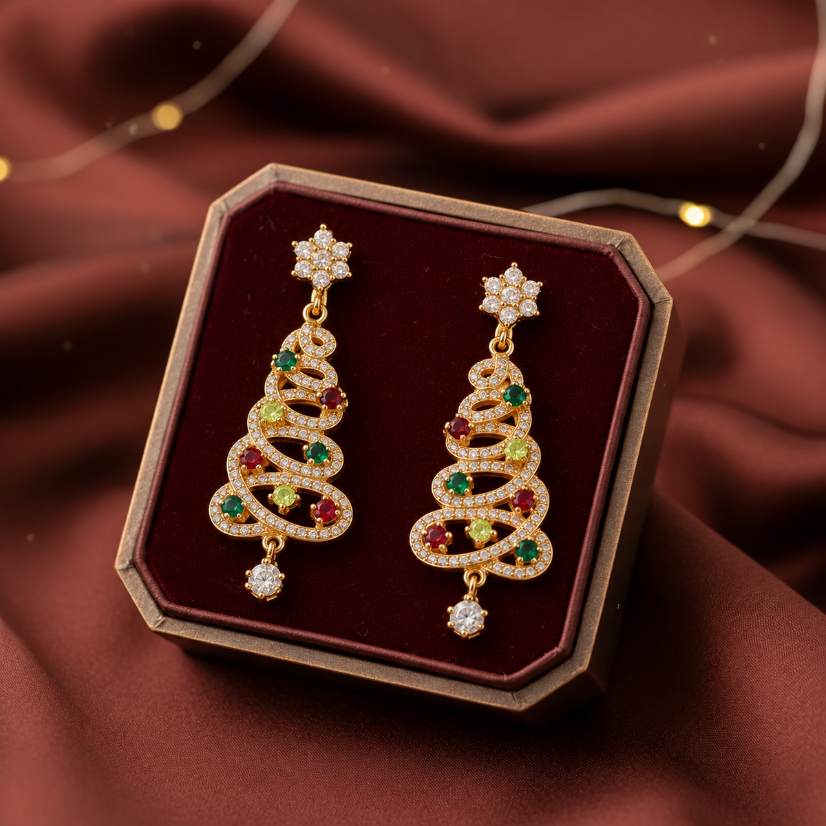 Shiny Christmas Tree Earrings