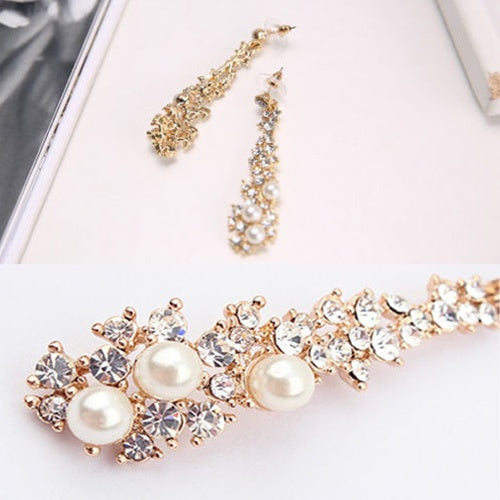 Pearl Moissanite Dangle Chandelier Drop Earrings