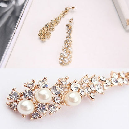Pearl Moissanite Dangle Chandelier Drop Earrings