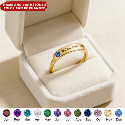 FOR MEMORIAL - PERSONALIZED NAME & BIRTHSTONE RING