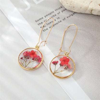 Boho Round Dried Flower Earrings