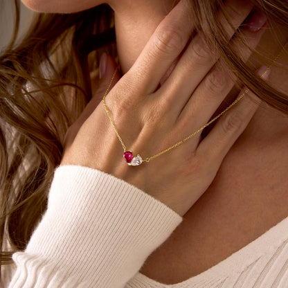 Custom Tiny Heart Birthstone Necklace