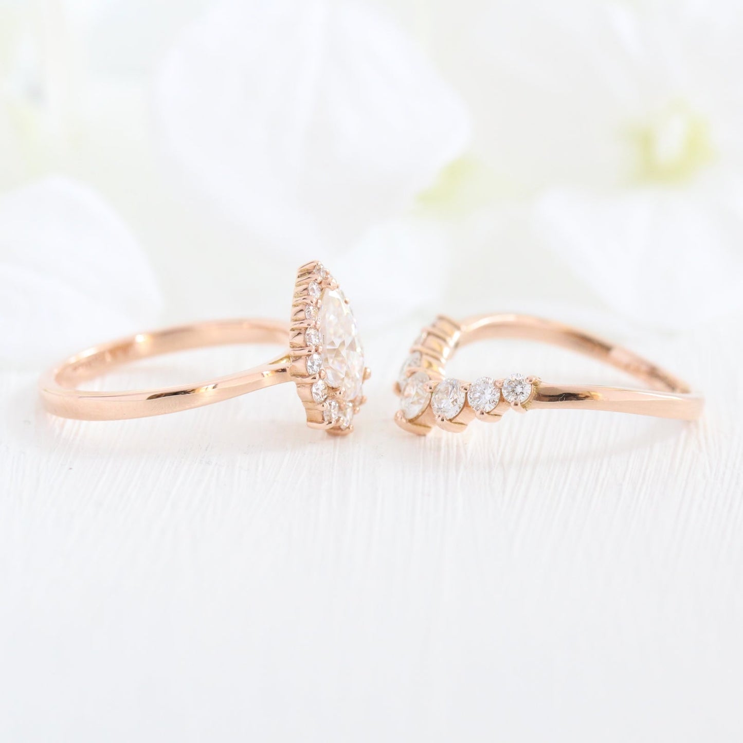 Tiara Halo Pear Ring Two Piece Set