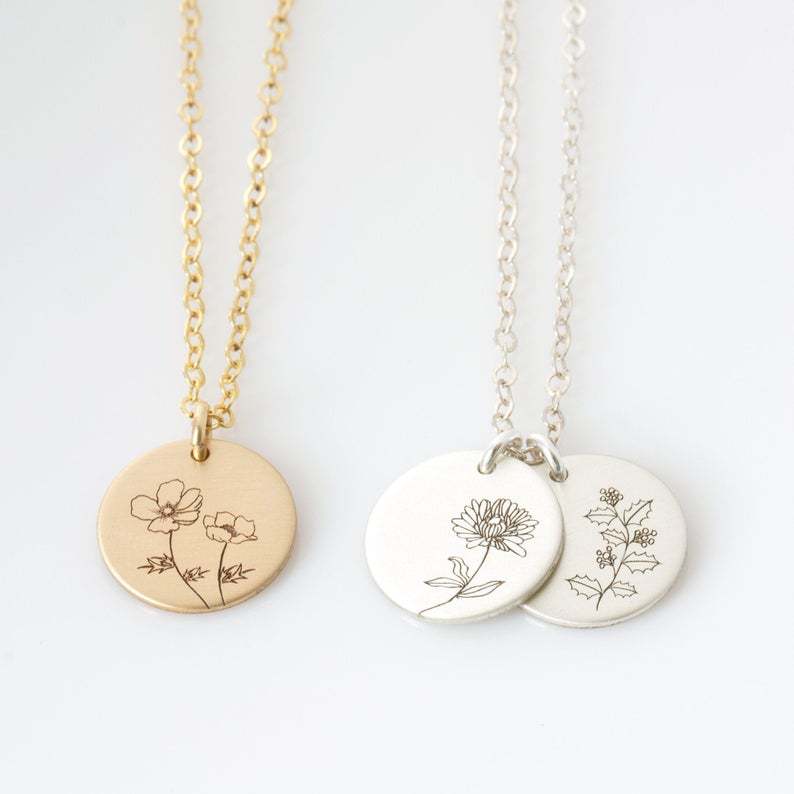 Wildflower Engraved Necklace
